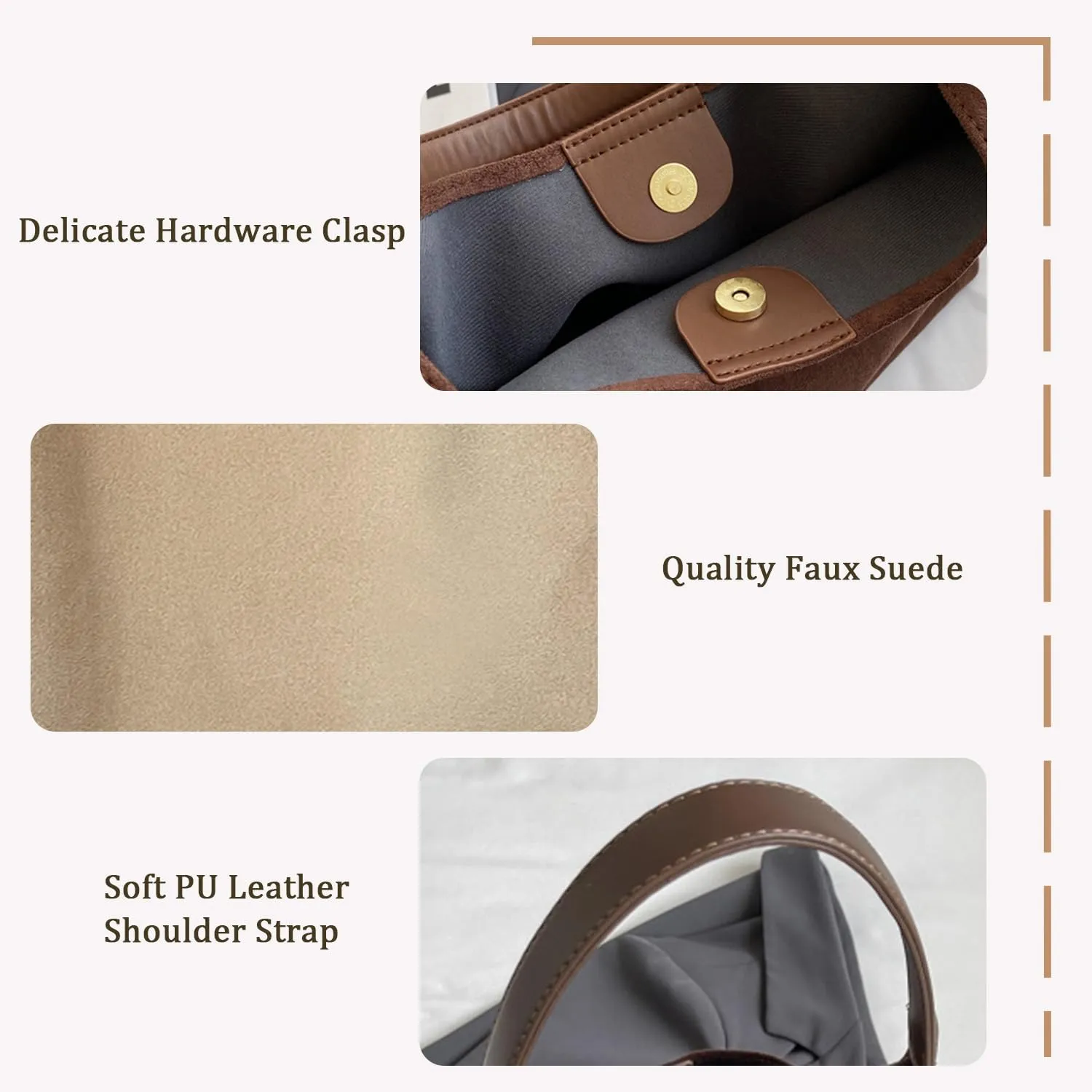 Suede Bags for Women New Suede Tote Bag for Women Fashionable Suede Bag Retro Suede Slouchy Bag Suede Shoulder Bag