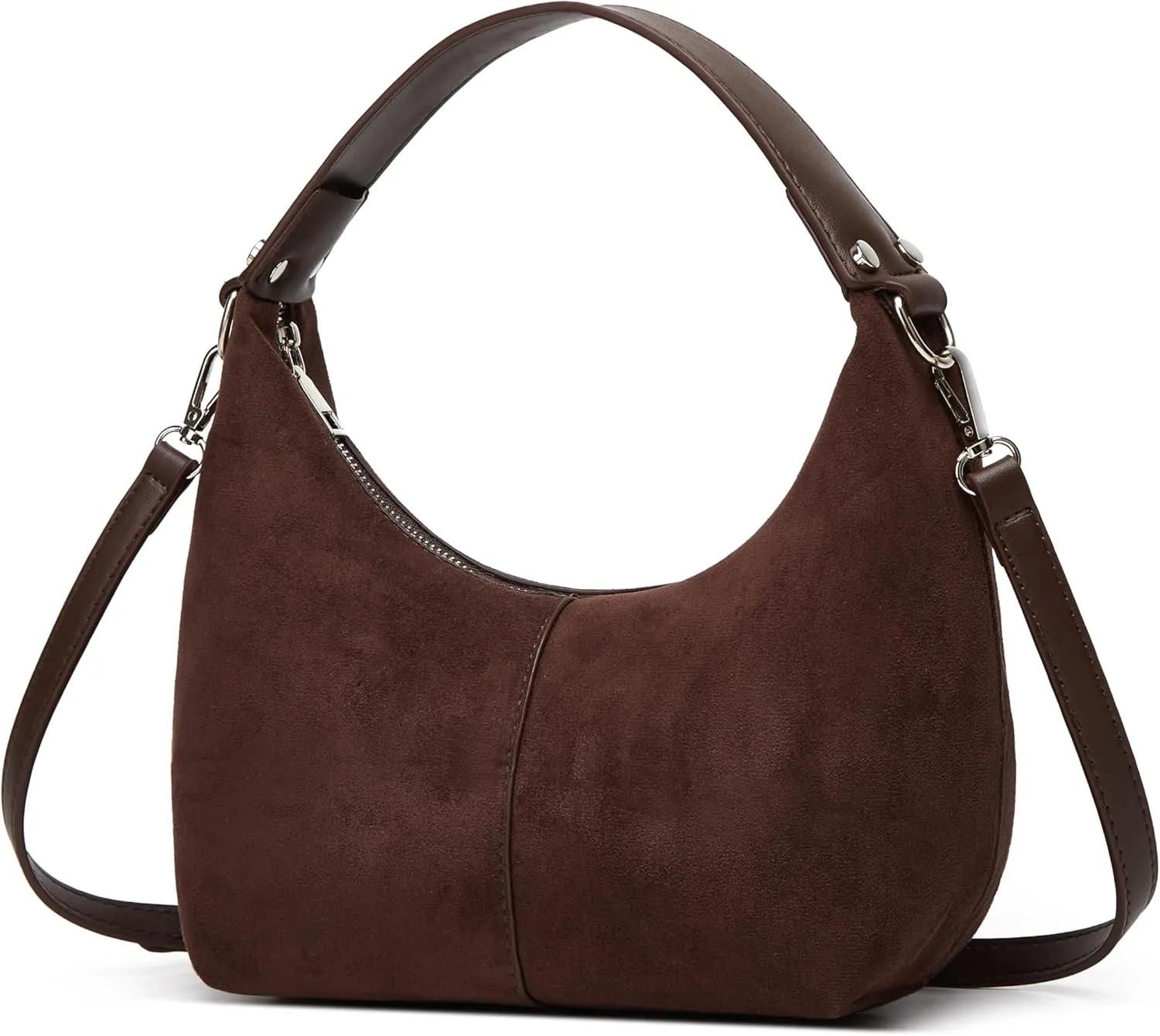 Suede Crescent Tote Bags for Women Vintage Shoulder Bag Brown Suede Handbag Casual Crossbody Bag Travel Work Purse