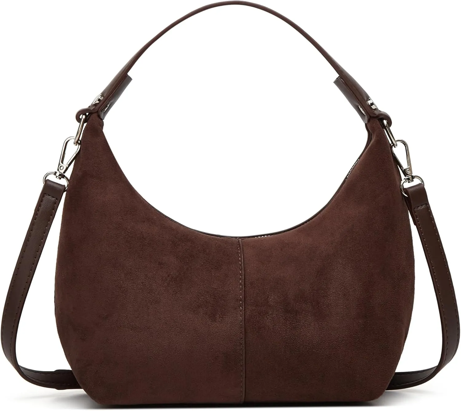 Suede Crescent Tote Bags for Women Vintage Shoulder Bag Brown Suede Handbag Casual Crossbody Bag Travel Work Purse