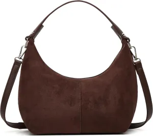 Suede Crescent Tote Bags for Women Vintage Shoulder Bag Brown Suede Handbag Casual Crossbody Bag Travel Work Purse