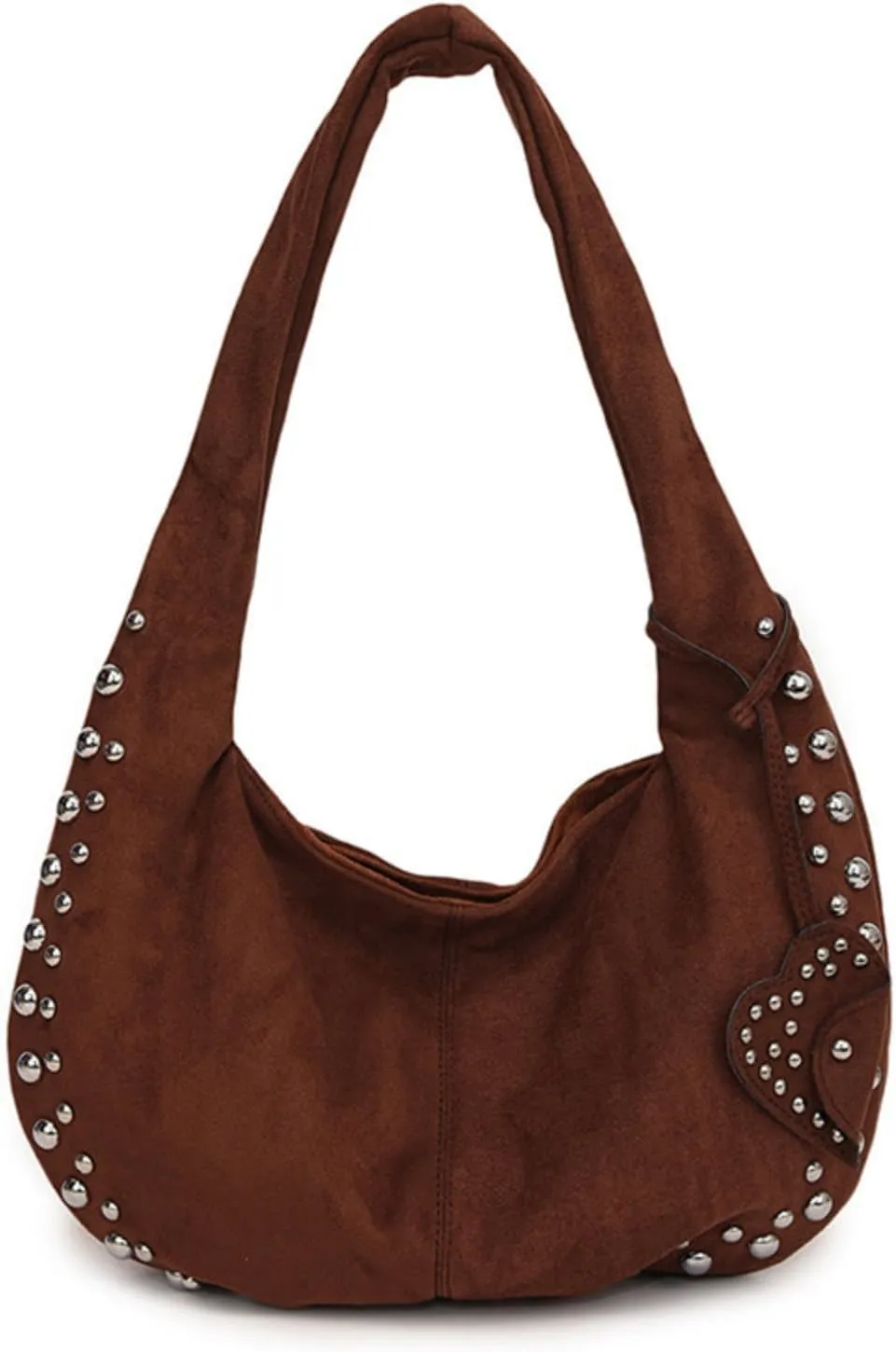 Suede Handbag Studded Purse Y2k Suede Hobo Bag Vegan Leather Shoulder Purse Fall Accessories 2000s Streetwear