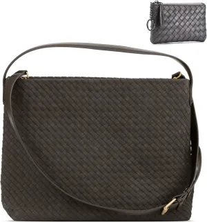 Suede Hobo Bag for Women Woven Bag Shoulder Bag Casual Tote Bag
