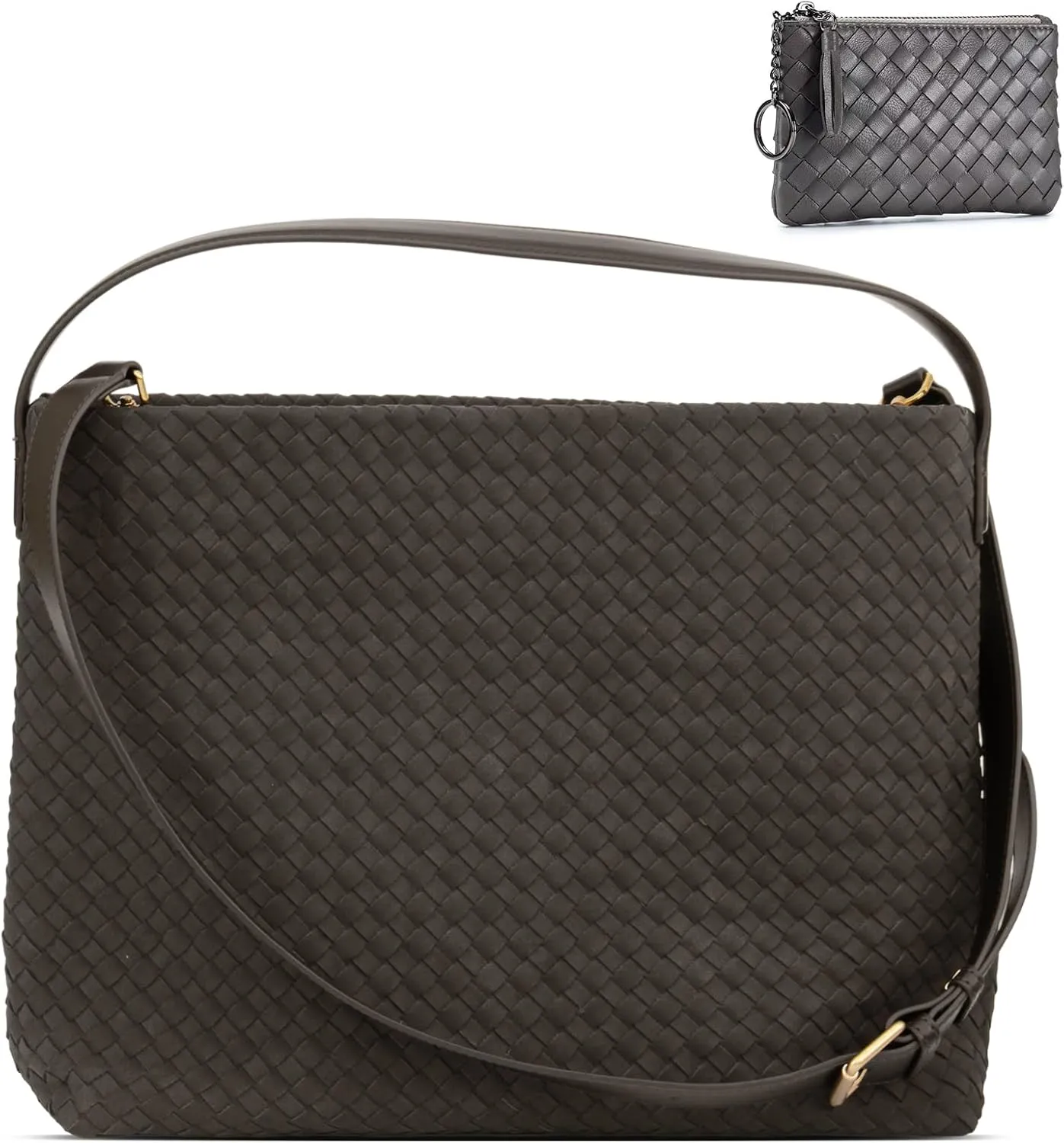 Suede Hobo Bag for Women Woven Bag Shoulder Bag Casual Tote Bag