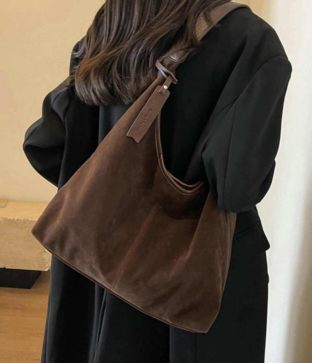 Suede Shoulder Bags for Women Tote Bag Suede Purse Bag Slouchy Bag Work Travel Brown Fall Winter Handbag 2024