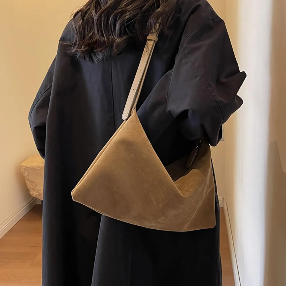 Suede Slouchy Shoulder Bag for Women,Suede Purse for Women Small Hobo Bags Ladies Clutch with Adjustable Strap