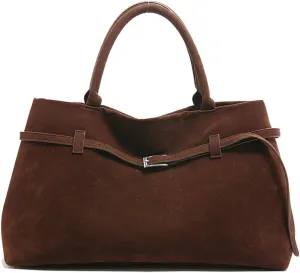 Suede Tote Bag for Women Brown Suede Handbag Slouchy Work Hobo Bag Fall Purse Large Capacity Top Handle Bag