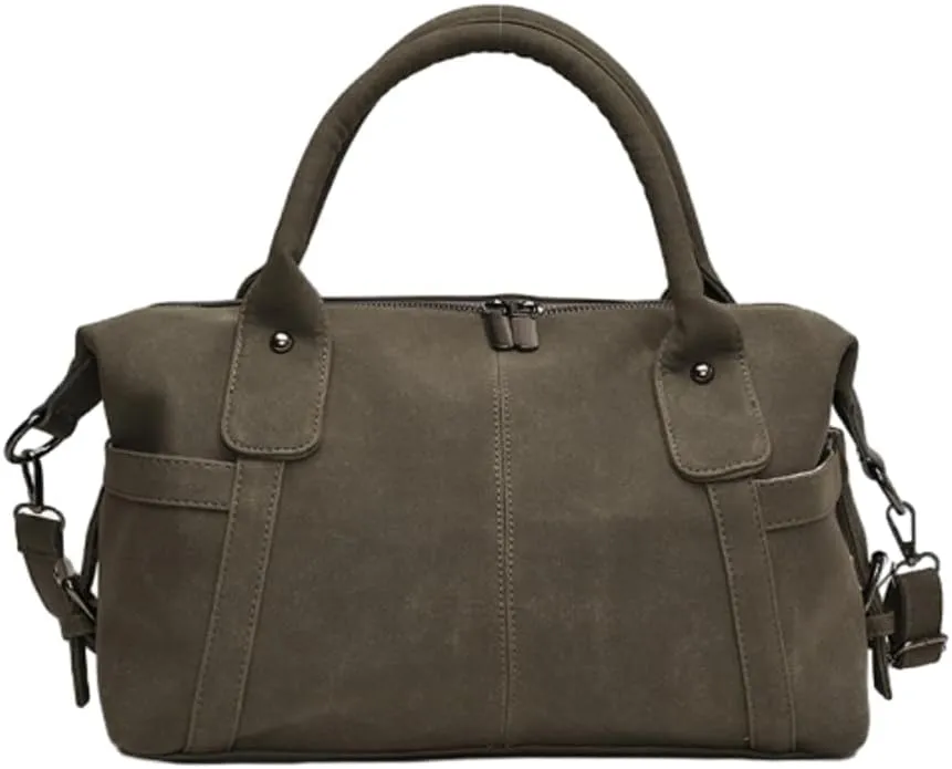 Suede Tote Bag for Women Faux Suede Crossbody Purse Slouchy Shoulder Bag Vintage Top-handle Work Travel Tote Handbag