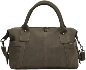 Suede Tote Bag for Women Faux Suede Crossbody Purse Slouchy Shoulder Bag Vintage Top-handle Work Travel Tote Handbag
