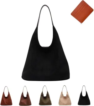 Suede Tote Bag for Women, Large Capacity Suede Tote Bag, Adjustable Strap Daily Sling Bag, Retro Shoulder Satchel Bag