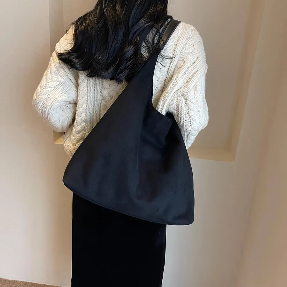 Suede Tote Bag for Women, Large Capacity Suede Tote Bag, Adjustable Strap Daily Sling Bag, Retro Shoulder Satchel Bag