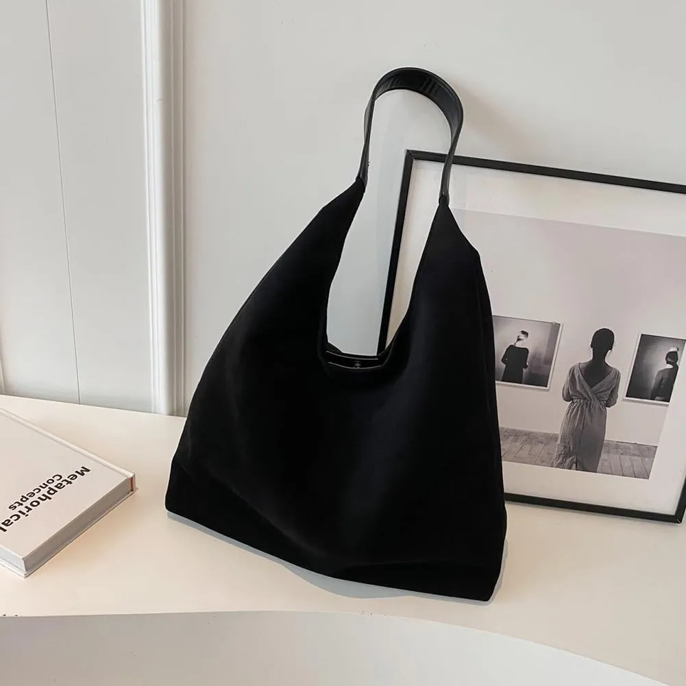 Suede Tote Bag for Women, Large Capacity Suede Tote Bag, Adjustable Strap Daily Sling Bag, Retro Shoulder Satchel Bag
