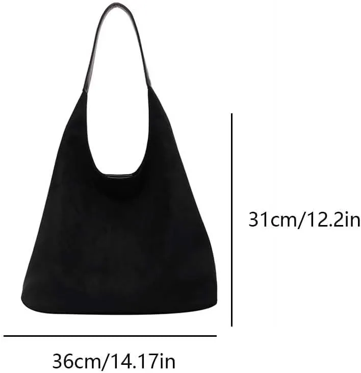 Suede Tote Bag for Women, Large Capacity Suede Tote Bag, Adjustable Strap Daily Sling Bag, Retro Shoulder Satchel Bag