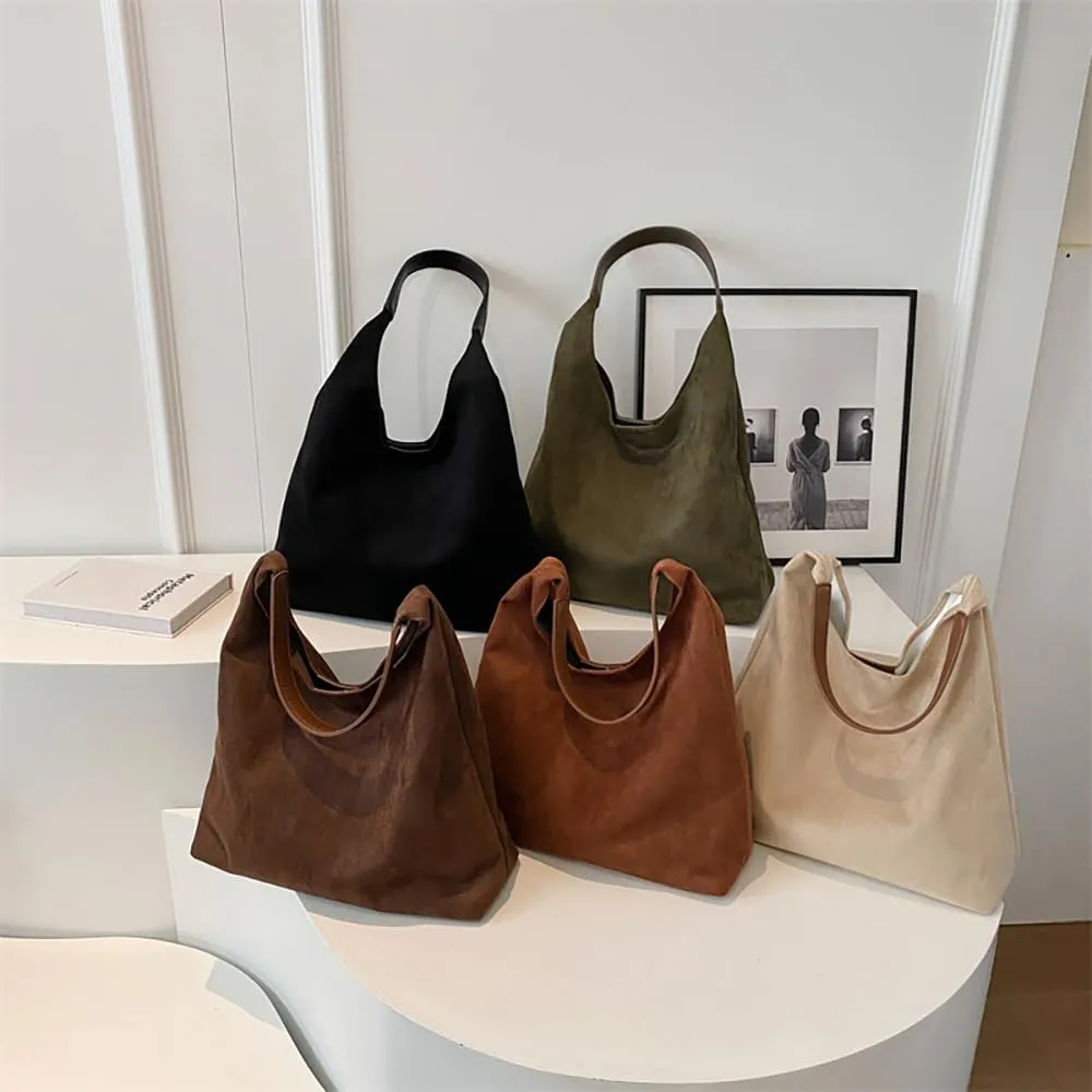 Suede Tote Bag for Women, Trendy Suede Tote Bag Slouchy Bag, Hobo Handbag Office Tote Handbag, Imitation Suede Bag