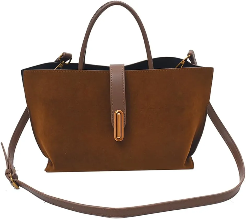 Suede Tote Bag for Women,Suede Handbags Suede Purse Top Handle 2024 Fall Winter Crossbody Bag with Shoulder Strap