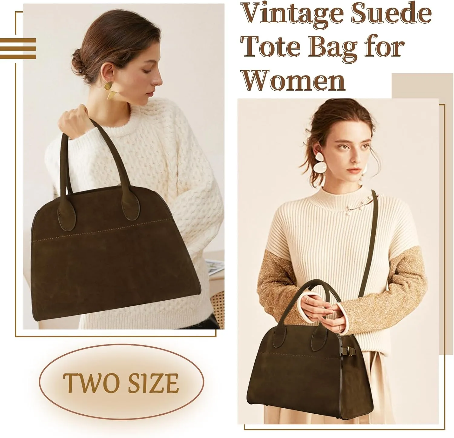 Suede Tote Bag for Women,Women's Suede Purse Vintage Top Handle Bag,Fashion Shoulder Satchel Bag for Office Travel
