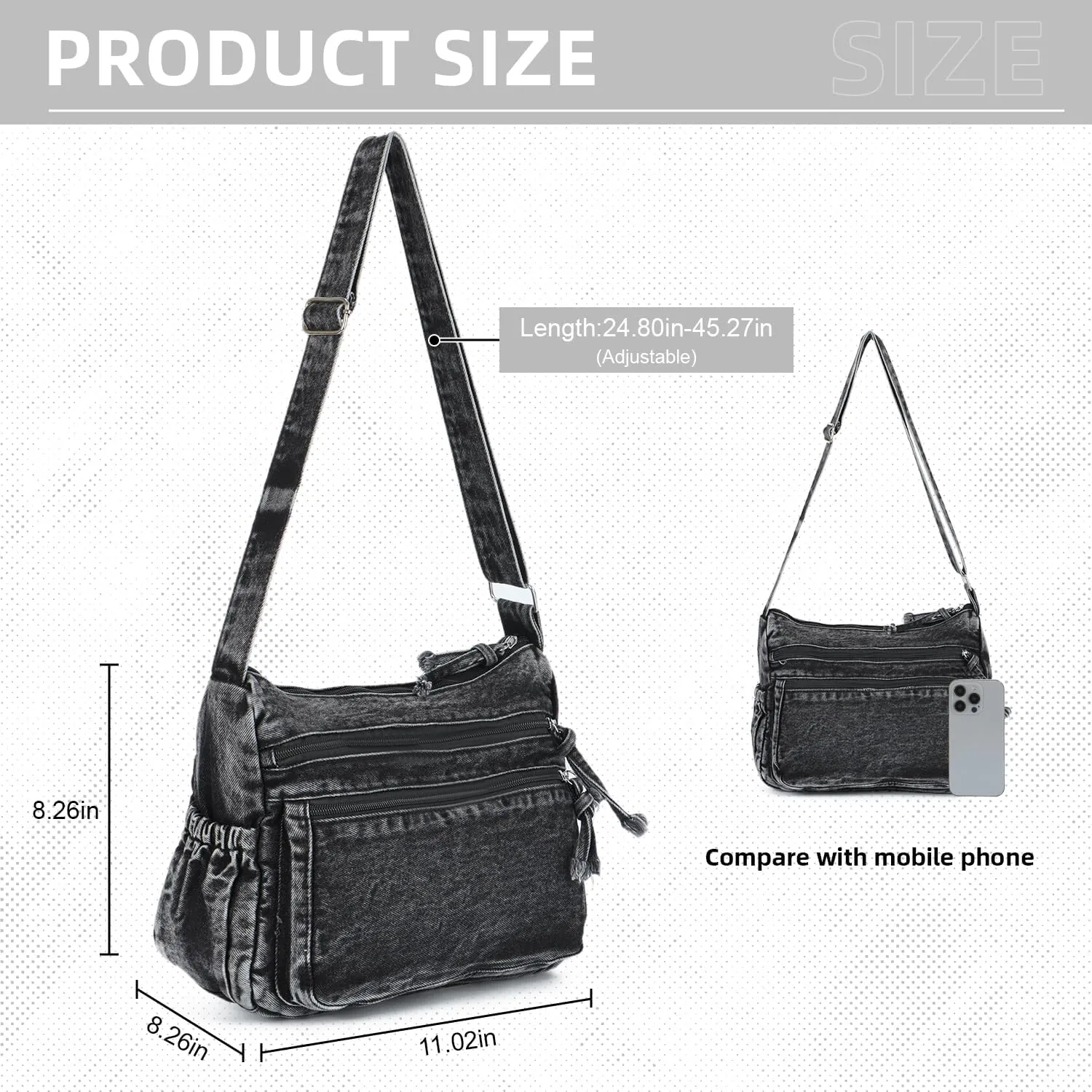 SUKUTU Denim Shoulder Bag for Women Canvas Messenger Bag Casual Retro Lightweight Crossbody Handbags