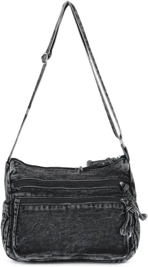 SUKUTU Denim Shoulder Bag for Women Canvas Messenger Bag Casual Retro Lightweight Crossbody Handbags