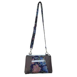 Sunshine Crossbody Bag Cotton Canvas Faux Sued Cross Over Medium Purse (Brown Faux Suede)