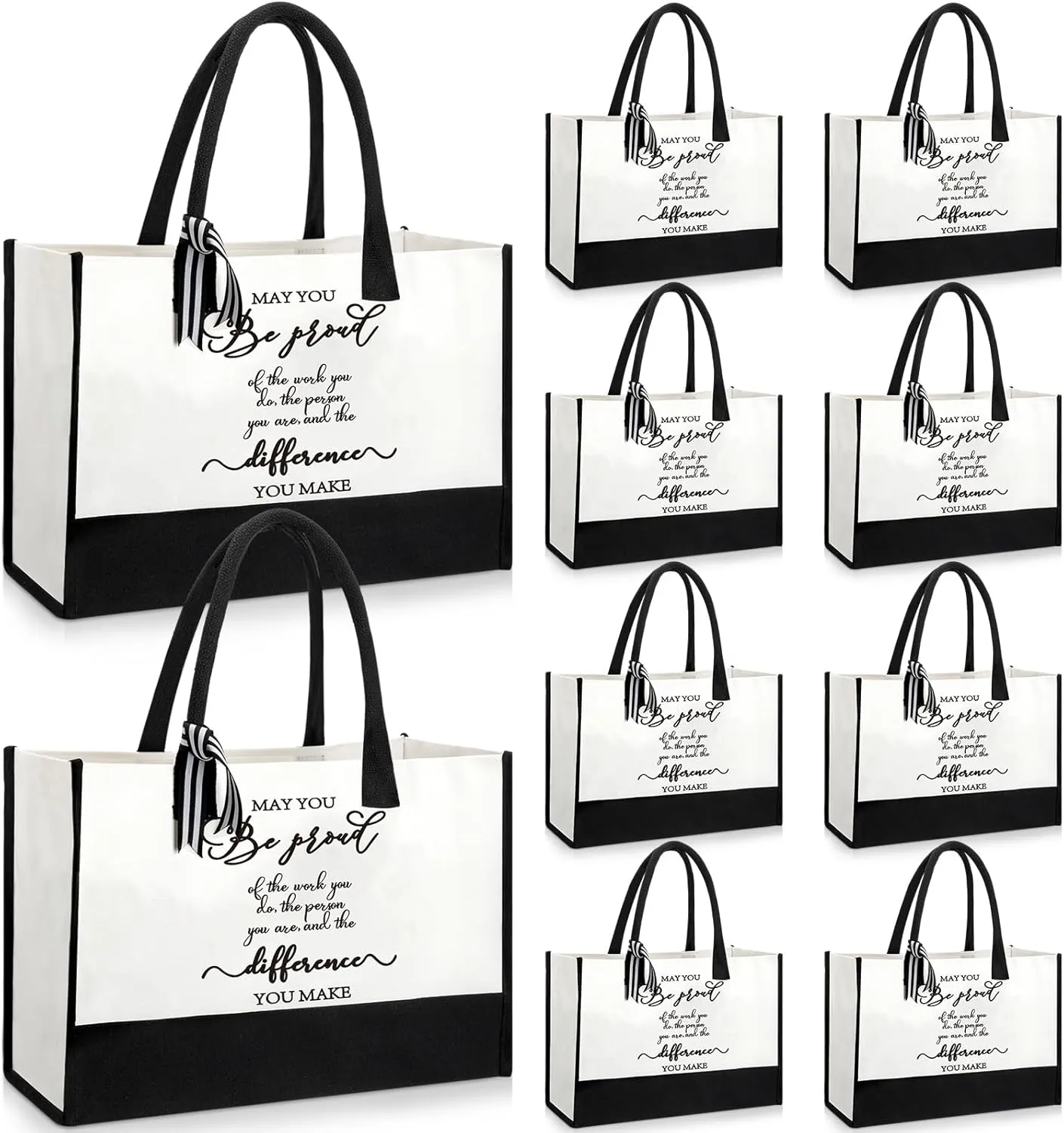 Sweetude 10 Pcs Teacher Appreciation Gift for Women Canvas Tote Bag Christmas Thanks Gifts for Employee Retirement