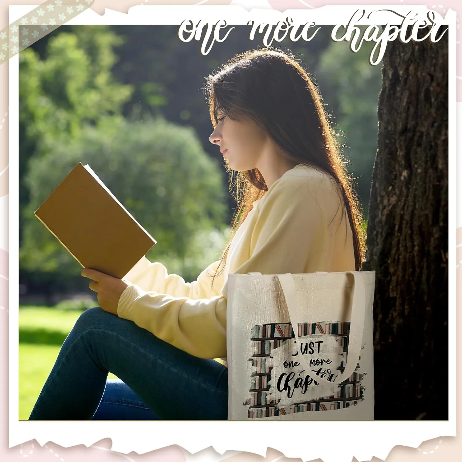 Sweetude 8 Pcs Book Club Gifts Bulk Book Lovers Canvas Tote Bags Easter Christian Bookish Librarian Reader Gifts for Women(Book,Flower)