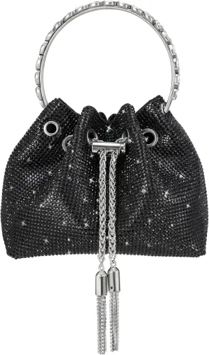 SWEETV Women's Rhinestone Bucket Bag Sparkly Sequin Evening Handbag Purse for Formal/Wedding/Cocktail/Prom/Party/Club