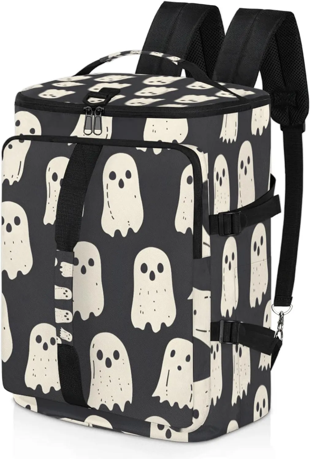 Tactical Sports Duffle Bag for Travel Waterproof Gym Bag with Shoe Compartment 48L Carry On Luggage for Men & Women 3-in-1 Durable Travel Luggage Halloween Ghosts Print