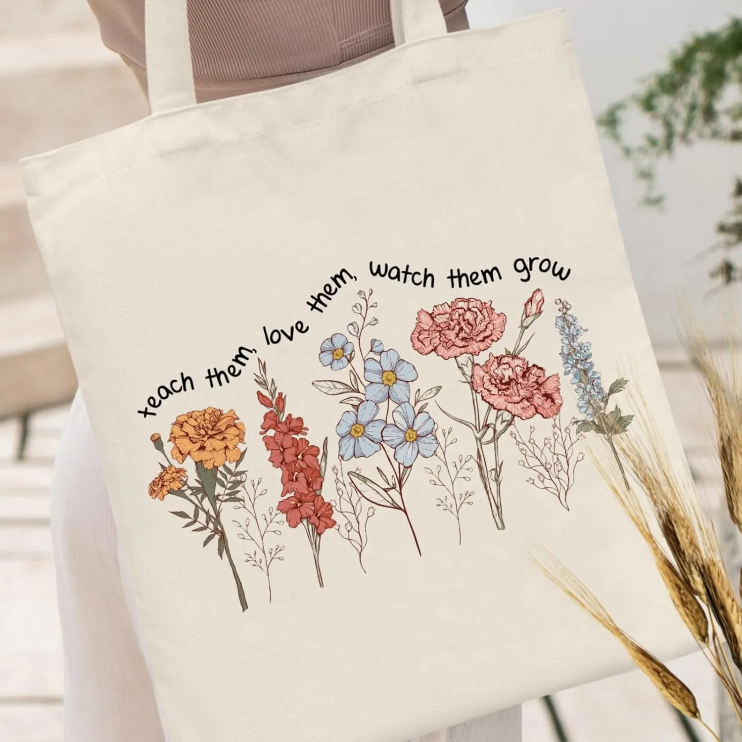 Teacher Appreciation Gifts Canvas Tote Bags Aesthetic for Women Cloth Cotton Bags Travel Bag Reusable Grocery Shopping Bag