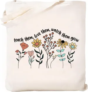 Teacher Appreciation Gifts School Canvas Tote Bags Aesthetic Travel Beach Bag Summer Reusable Grocery Shopping Bag