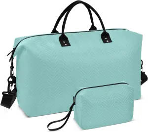 Teal Travel Duffle Bag Duffel Bags Tote Gym Bag Weekender Bag Carry On Duffel Bags with Toiletry Bag Overnight Luggage Bag for Airplanes Women Men Yoga Sports Trip Adults