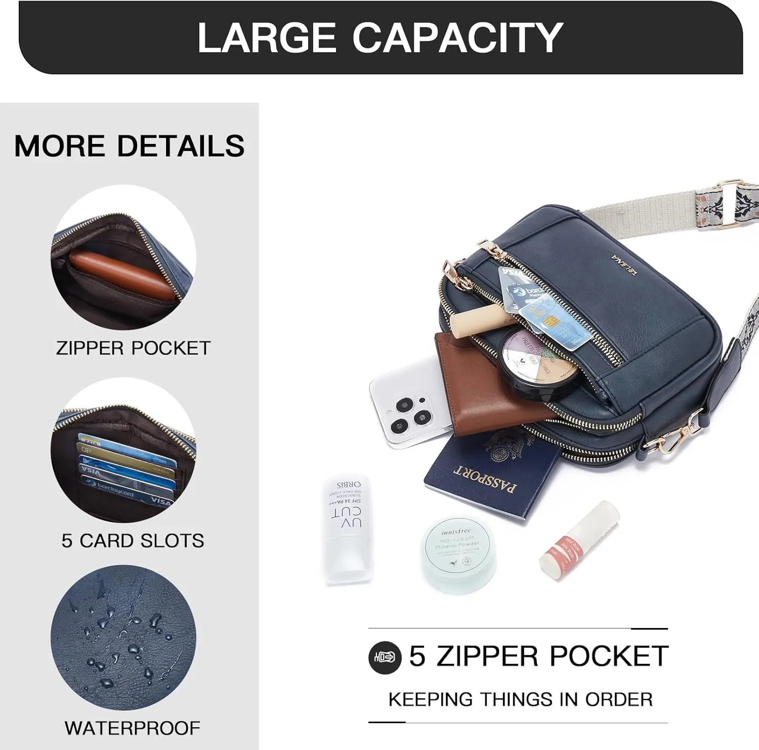 Telena Crossbody Purse for Women Small Crossbody Bags Trendy Vegan Leather with Adjustable Shoulder Strap