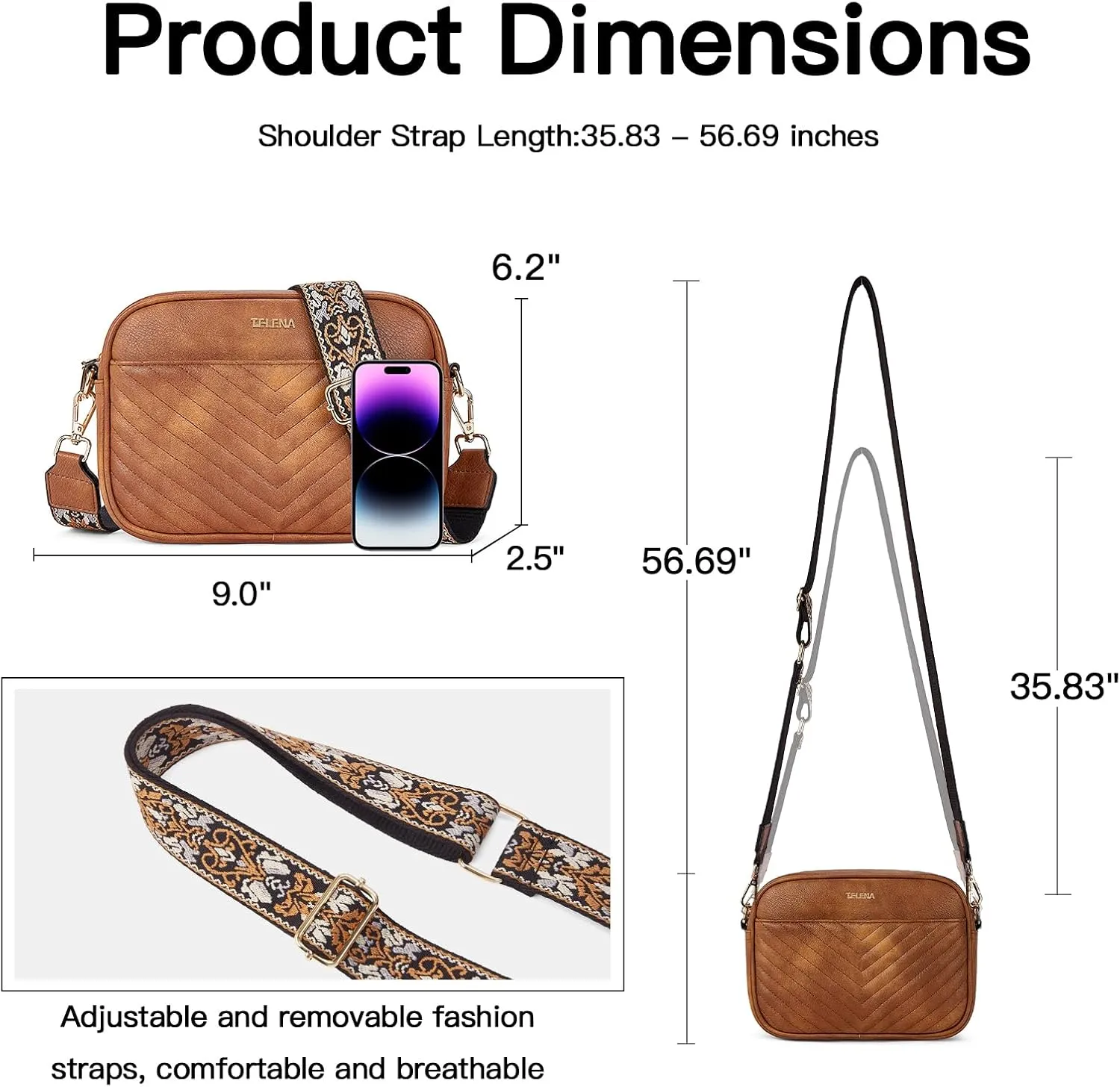 Telena Crossbody Purse for Women Small Crossbody Bags Trendy Vegan Leather with Adjustable Shoulder Strap