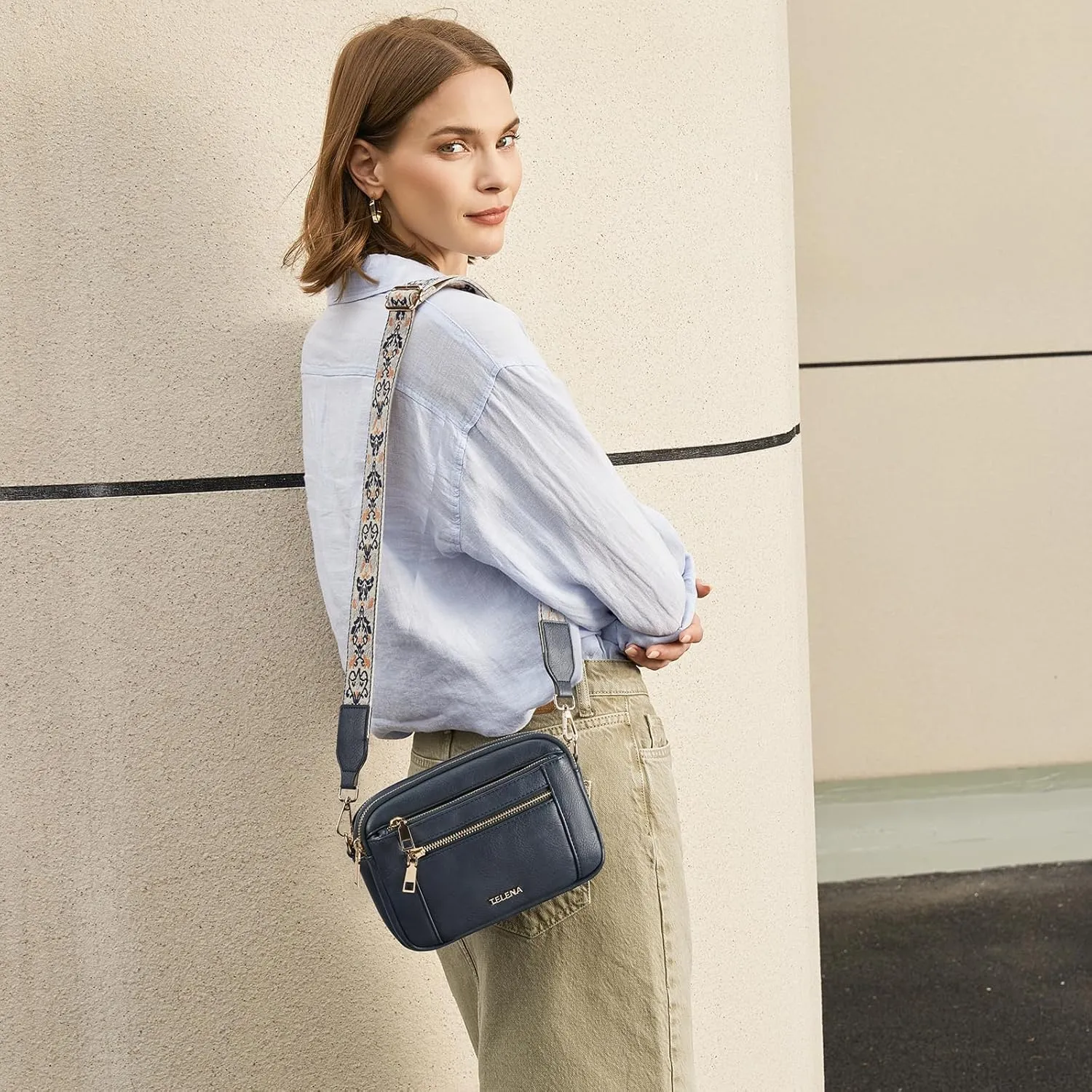 Telena Crossbody Purse for Women Small Crossbody Bags Trendy Vegan Leather with Adjustable Shoulder Strap