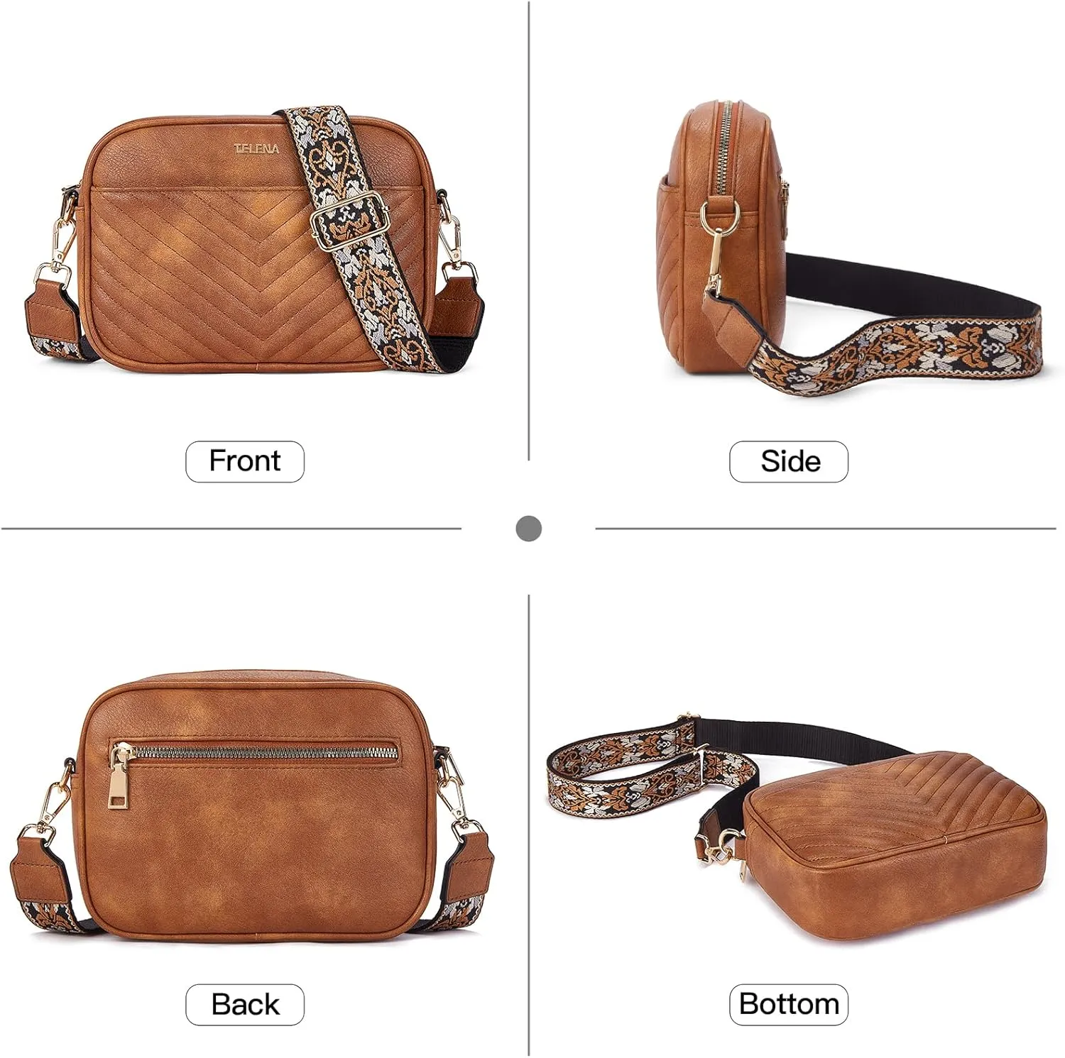 Telena Crossbody Purse for Women Small Crossbody Bags Trendy Vegan Leather with Adjustable Shoulder Strap