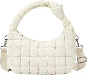 Telena Puffer Tote Bag for Women Lightweight Puffy Tote Bags Small Quilted Crossbody Shoulder Handbag with Detachable Strap