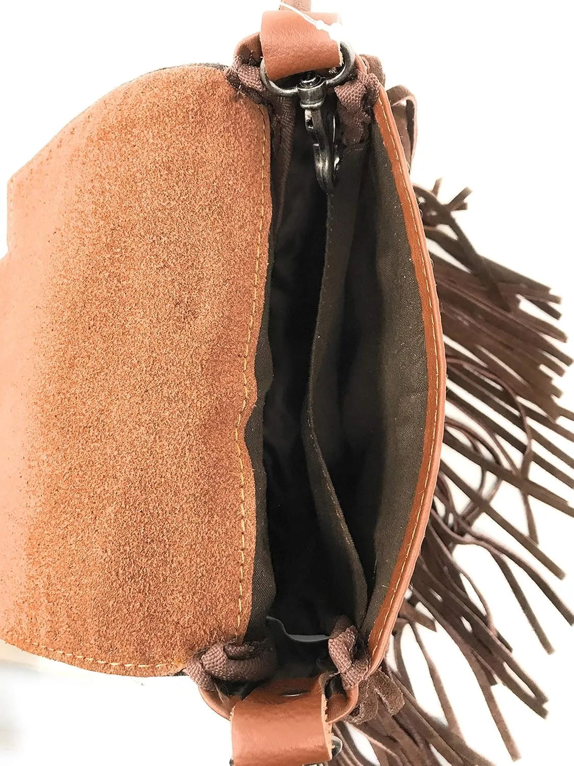 Texas West Western Genuine Leather Cowgirl Crossbody Messenger Fringe Laser Cut Purse Bag in 5 colors