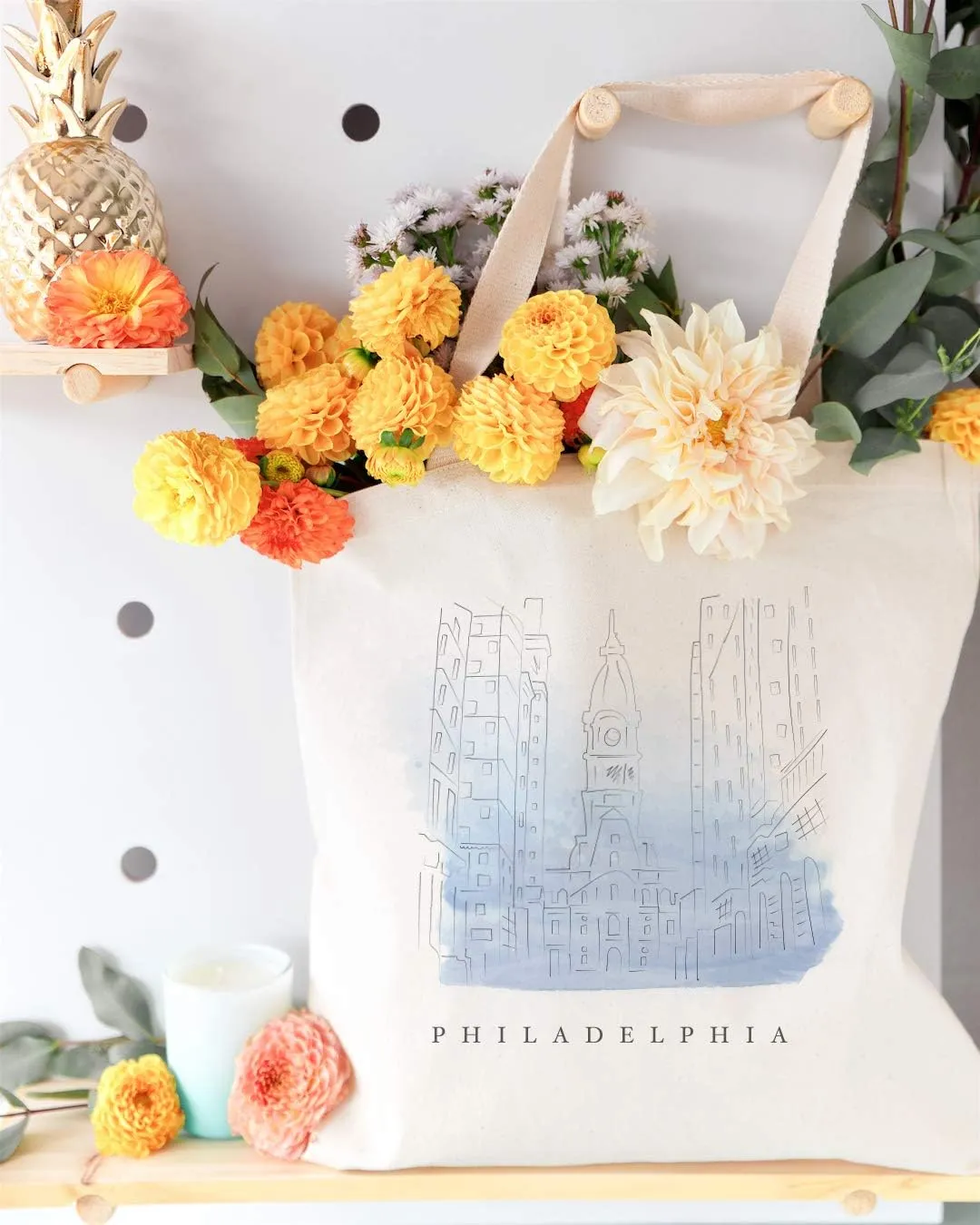 The Cotton & Canvas Co. Cityscape, Souvenir, Beach, Shopping and Travel Reusable Shoulder Tote and Handbag