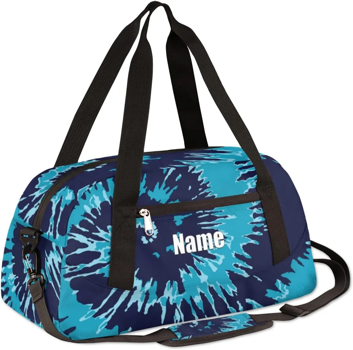 Tie Dye Personalized Kids Duffel Bags with Custom Name, Blue Small Sports Gym Bag Travel Bag for Boys, Customized Kids Boys Gifts