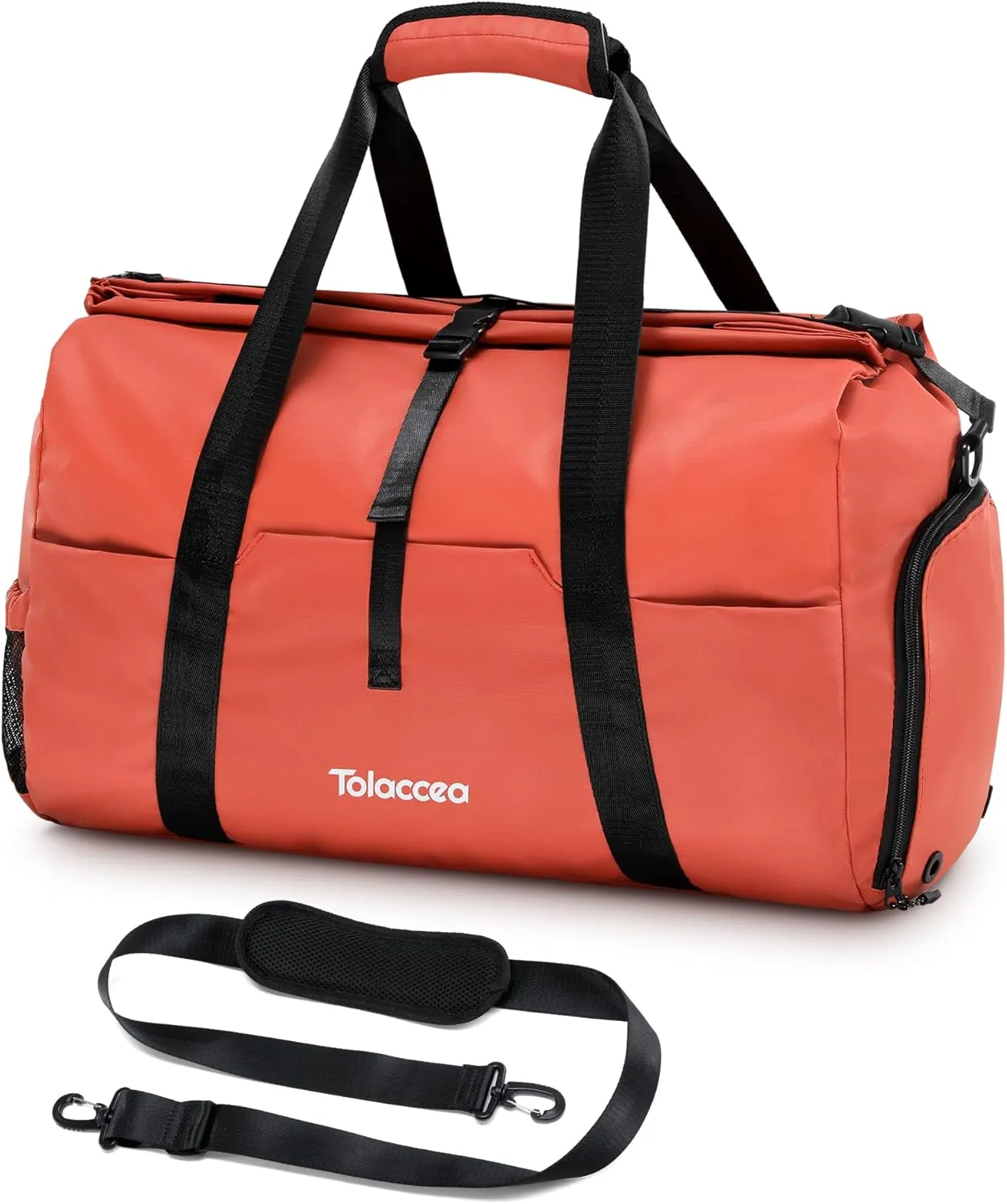 Tolaccea Gym Duffel Bag for Women, Travel Bags Foldable Sports Duffle with Shoe Compartment & Wet Pocket, Lightweight & Water-Resistant, Perfect for Workout, Weekender Overnight & Carry-On Expandable