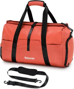 Tolaccea Gym Duffel Bag for Women, Travel Bags Foldable Sports Duffle with Shoe Compartment & Wet Pocket, Lightweight & Water-Resistant, Perfect for Workout, Weekender Overnight & Carry-On Expandable