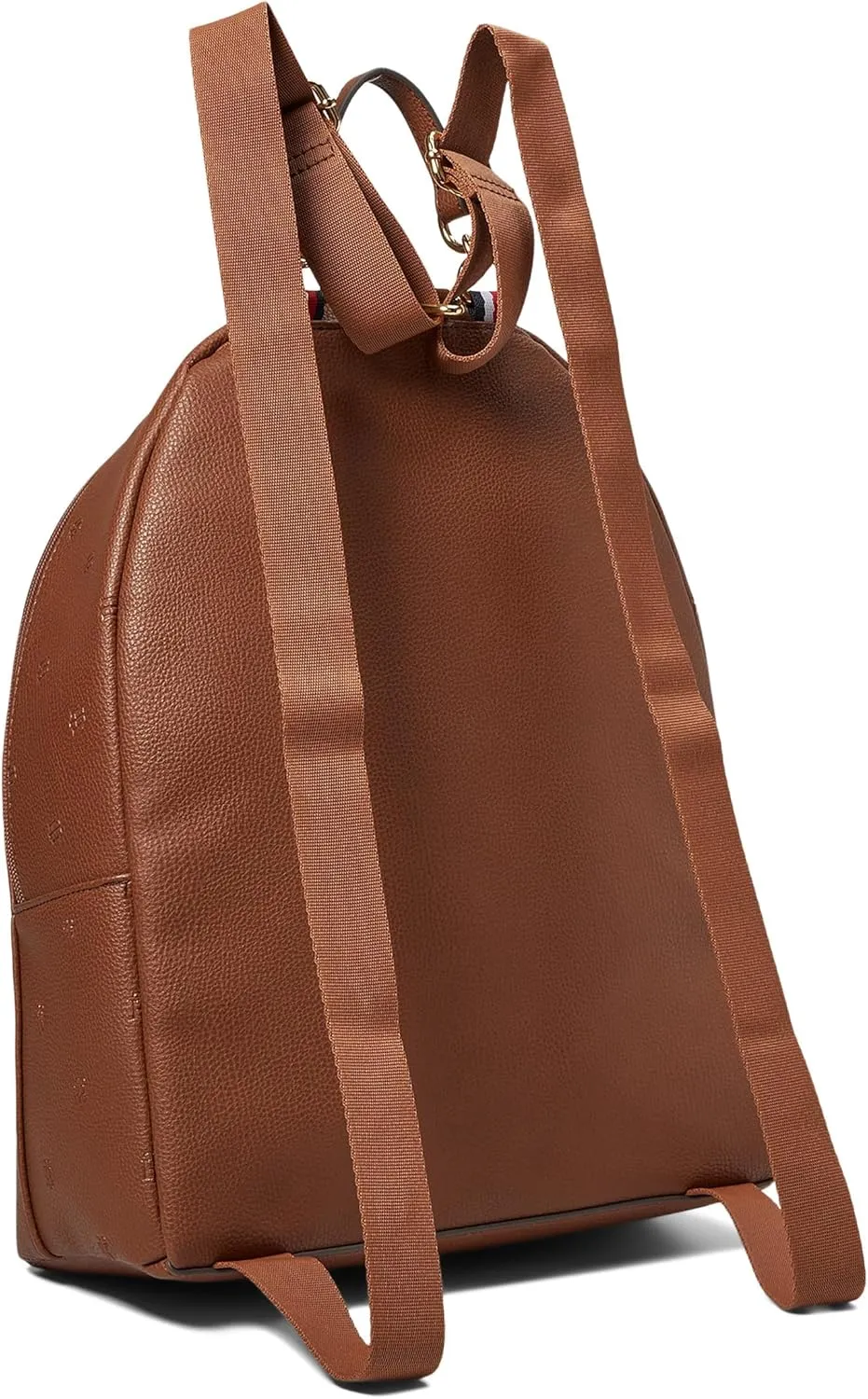 Tommy Hilfiger Amelia II Medium Dome Backpack-Embossed TH Serif Critter PVC Cognac One Size