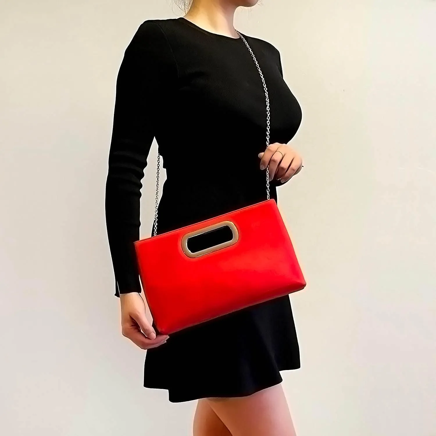 Top Handle Faux Suede Clutch