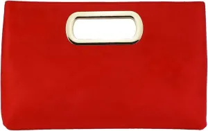 Top Handle Faux Suede Clutch
