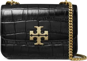 Tory Burch Women's Black Eleanor Croc Embossed Small Convertible Shoulder Handbag