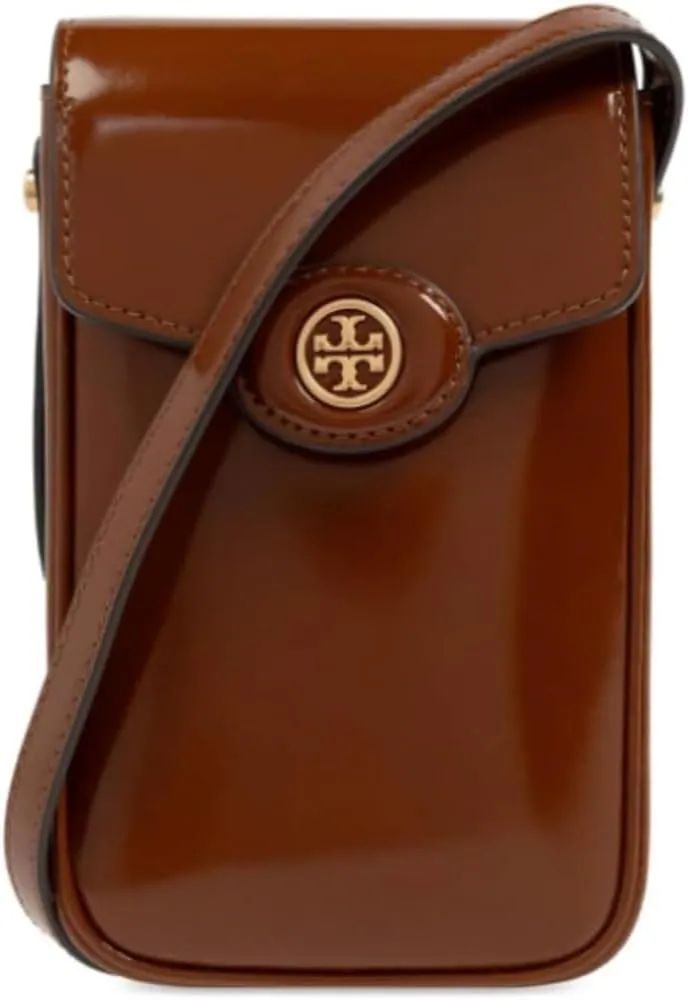 Tory Burch Women's Robinson Leather Phone Crossbody Bag Dark Sienna
