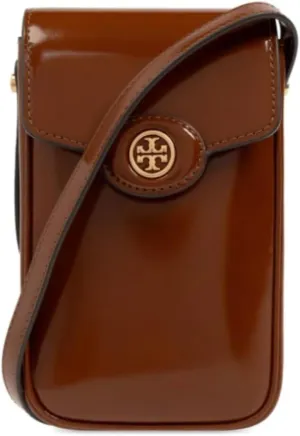 Tory Burch Women's Robinson Leather Phone Crossbody Bag Dark Sienna