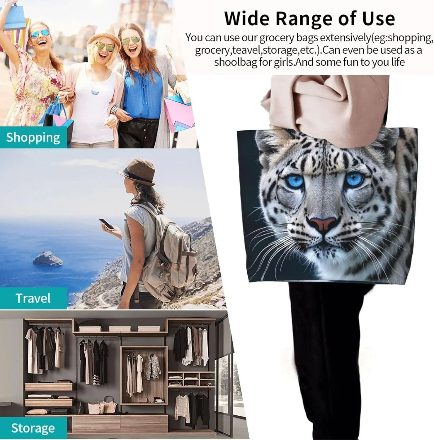 Tote Bag for Women Camouflage Deer Grocery Bag Foldable Shopping Bags Reusable Large Tote Bag