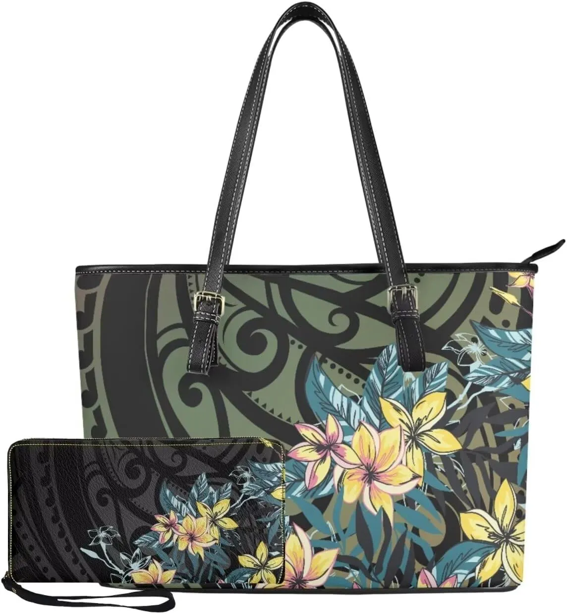 Tote Bag for Women Polynesian Wristlet Wallets Clutch Purses for Women HandBag Womens Wallet