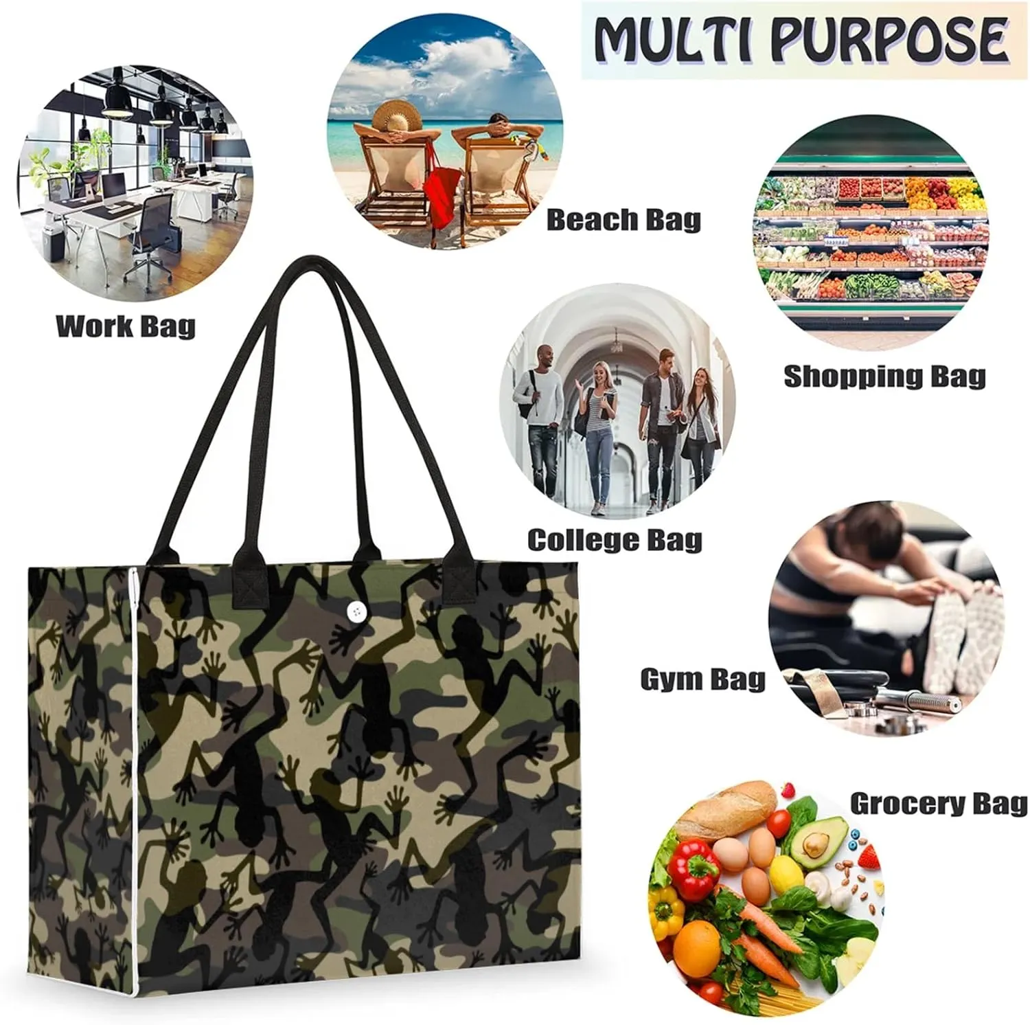 Tote Bag for Women Reusable Canvas Shoulder Bag
