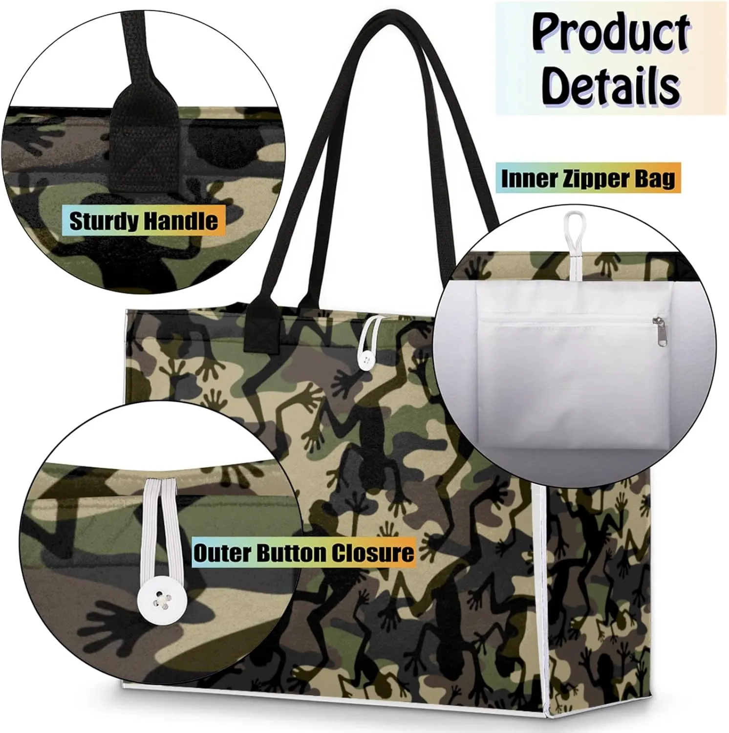 Tote Bag for Women Reusable Canvas Shoulder Bag