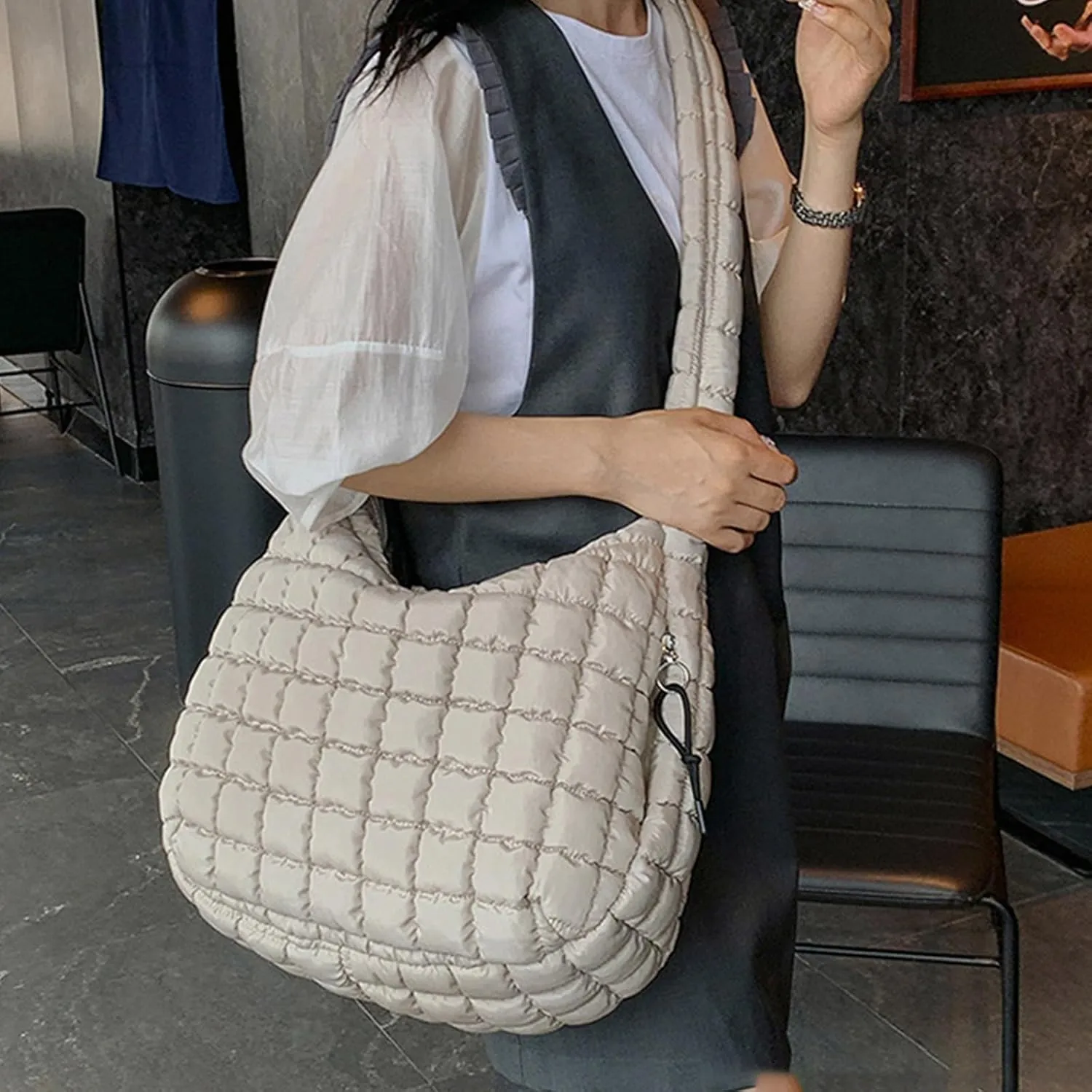 Tote Bag For Women Work Large Quilted Carryall Puffer Shoulder Bag Lightweight Quilted Padding Hobo Bag Quilted Bag
